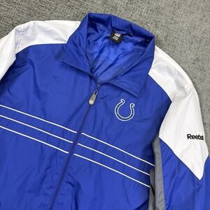Indianapolis Colts Windbreaker Jacket Mens XL Blue NFL Reebok SI Full Zip‎